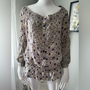 Guess by Marciano Lavender and Cream Blouse